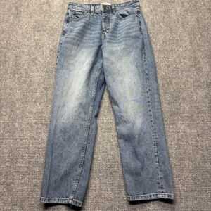 Stronghold Jeans Mens 30x30 Blue Relaxed 100% Cotton Denim Whiskered Button Fly